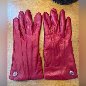 Coach red leather gloves, size 7